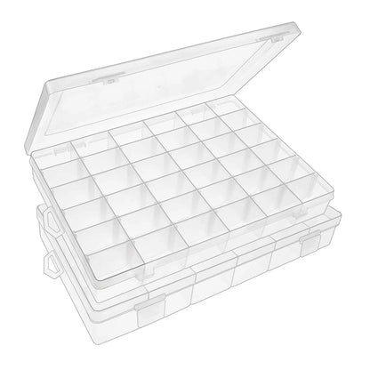 36 Grids Clear Plastic Organizer Jewelry Storage Box with Adjustable Dividers, Transparent Multipurpose Storage Box (1 Pc)