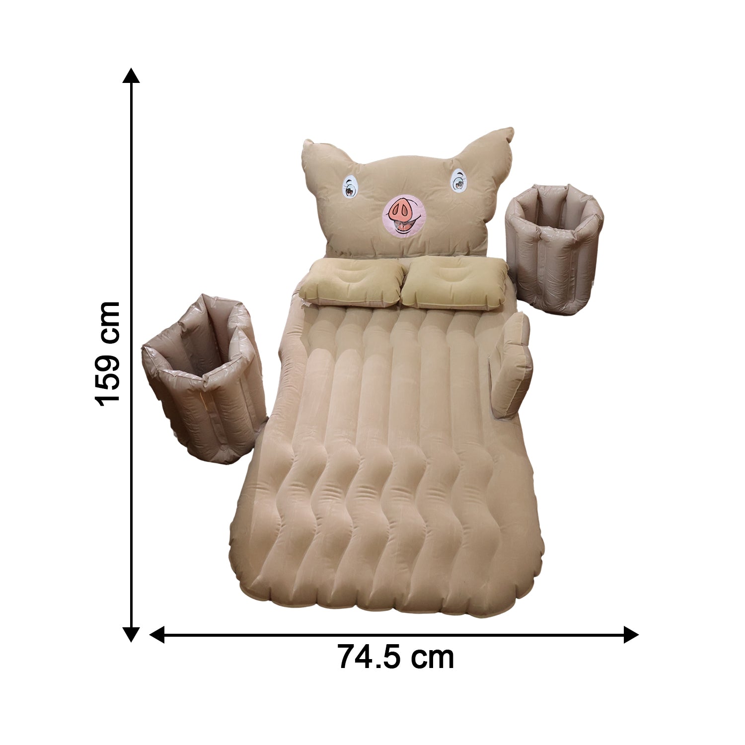 Car Air Mattress Bed Set Cartoon Pig Design Inflatable Travel Bed With Pillows