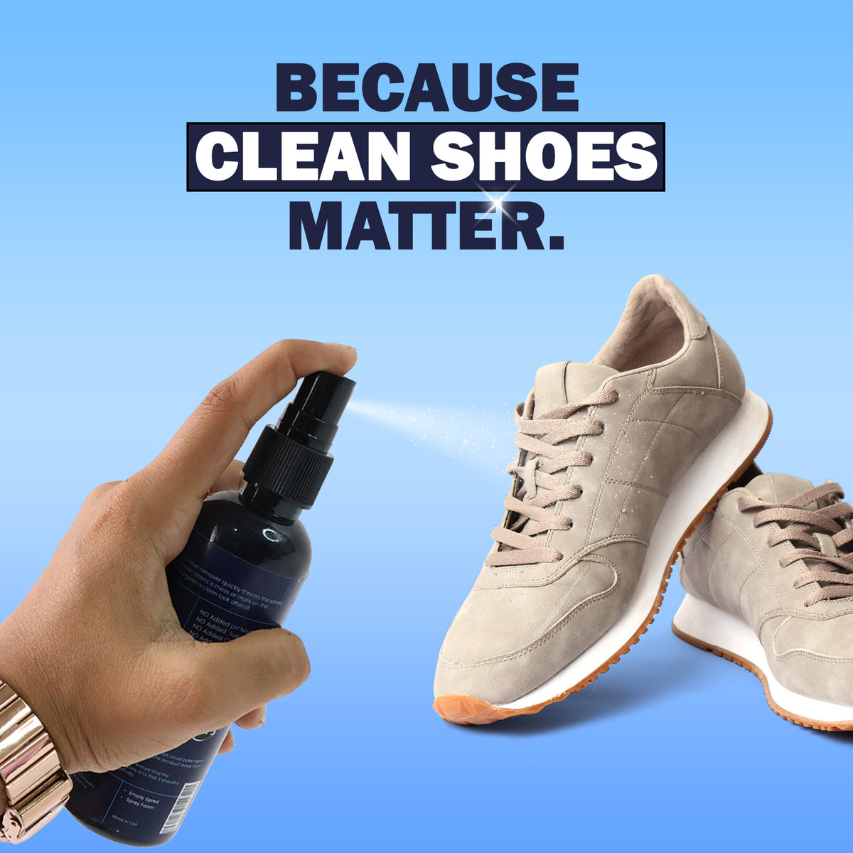 Messy Steppers Shoe Cleaner Spray 120ml | Stain Remover for Sneakers, Sports Shoes, Leather, Canvas and Fabric Footwear