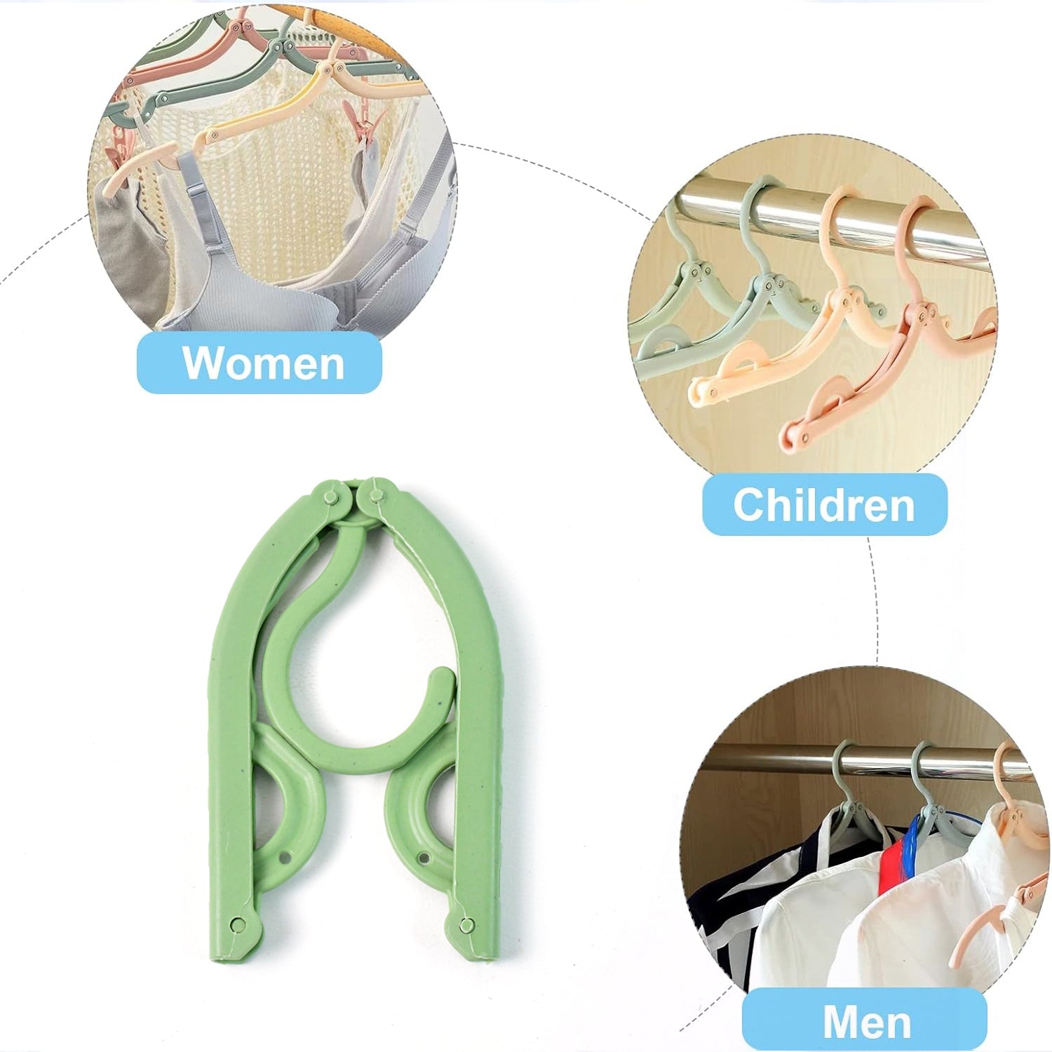 Portable Folding Travel Clothes Hanger Foldable ABS Drying Rack for Shirts Pants Dresses Suits Scarves Socks Underwear and Travel Wardrobe Organizer (1 Pc)