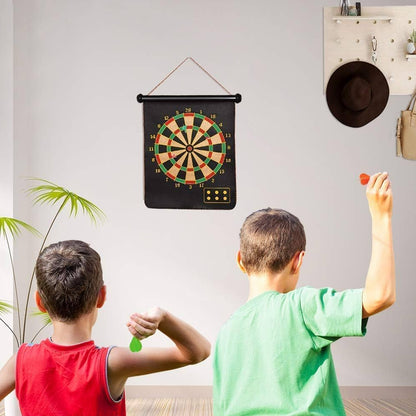 Magnetic Dart Board Game Set with Magnetic Darts Safe Foldable Double Sided Hanging Dartboard for Kids and Adults Indoor and Outdoor Fun (1 Set)
