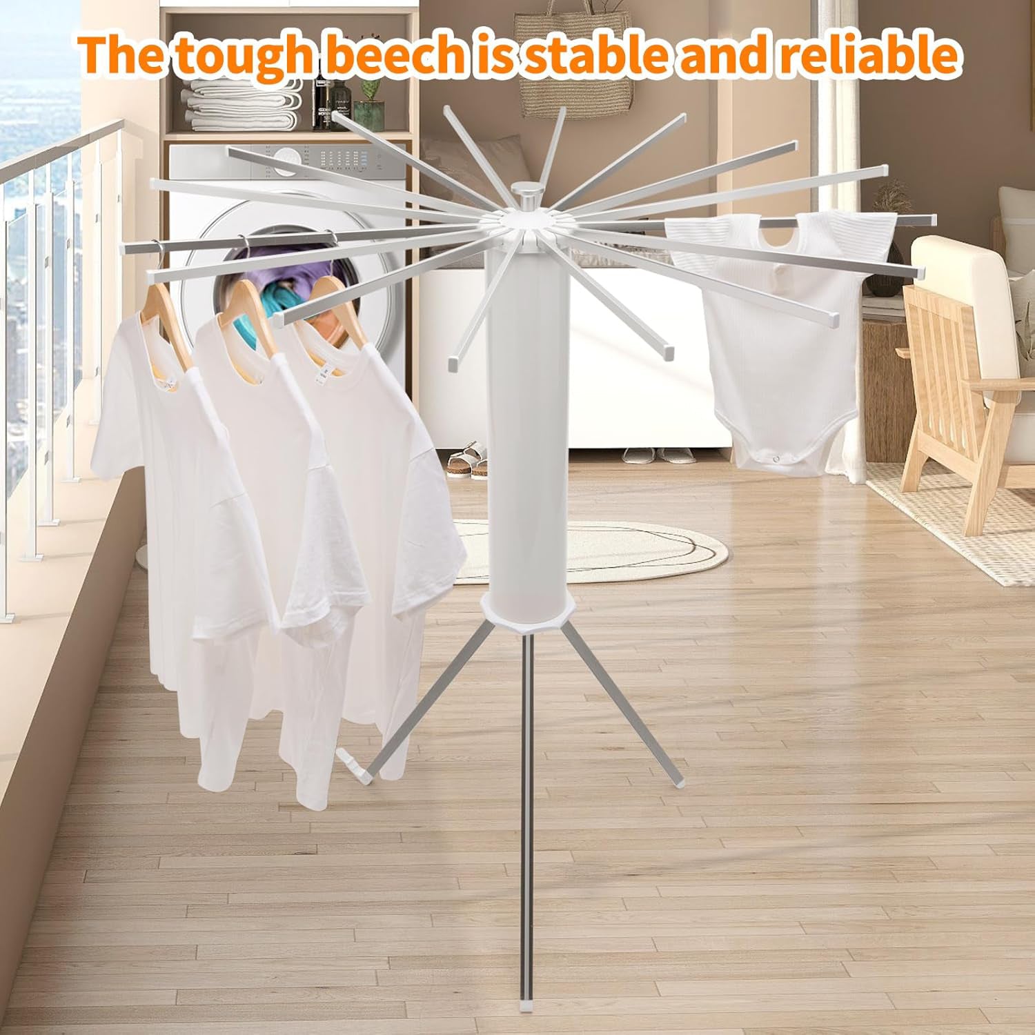 Heavy Duty Foldable Rotary Clothes Drying Rack Stand with 360° Rotating Arms Portable Freestanding Laundry Drying Tower for Indoor Outdoor Balcony and Home Use (1 Pc)