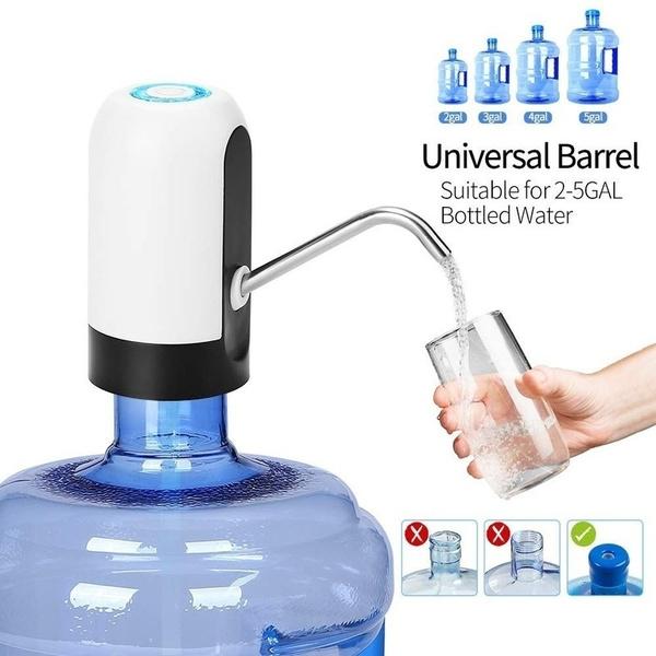USB Rechargeable Automatic Drinking Water Dispenser Pump with Stainless Steel Spout Portable One Touch Water Bottle Pump for 20 Litre Water Cans (1 Piece)