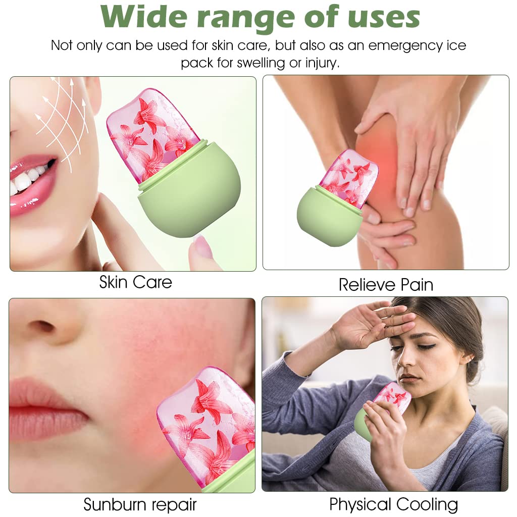 Ice Roller for Face Massage and Eye Care Anti Leak Silicone Ice Face Roller with Cleansing Brush for Skin Tightening and Pore Minimizing