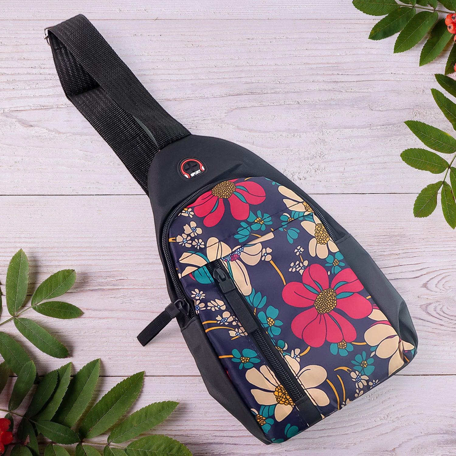 Unisex Waterproof USB Charging Crossbody Sling Bag with Earphone Port and Adjustable Shoulder Strap