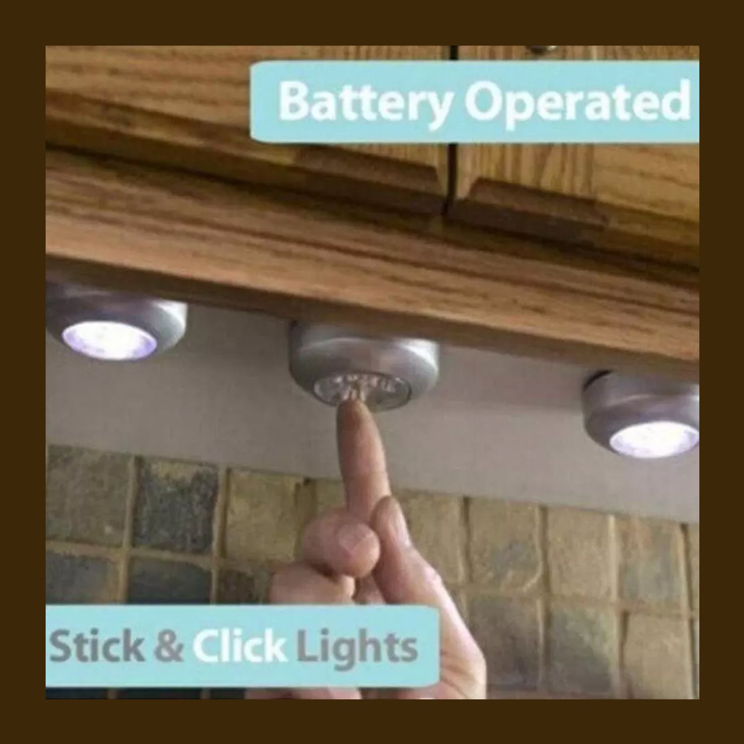 Round LED Battery Powered Stick Tap Night Light Wireless Push Light for Bedroom Kitchen Wardrobe Closet Cabinet Car and Camping (1 Piece)