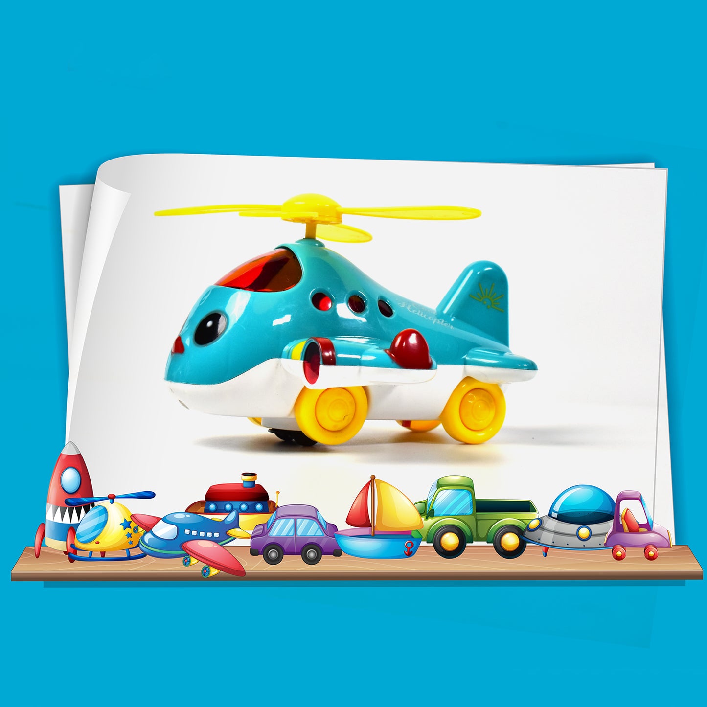 Helicopter Airplane Musical Toy for Toddlers with Lights and Sound – Electronic Moving Aeroplane Toy with 360° Rotation, Bump and Go Action and Flashing Lights – Crawling Encouragement Development Toy for Kids