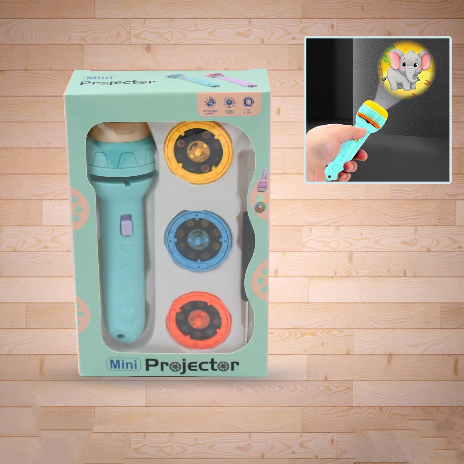 Mini Slide Projector for Kids with 3 Slides and Animated Patterns – Projection Flashlight Torch Educational Learning Toy for Boys and Girls (1 Pc Set)