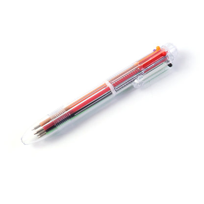 6 in 1 Multicolor Ball Point Pen with Transparent Body and Smooth Writing Multi Ink Pen for School, Office, College and Daily Use