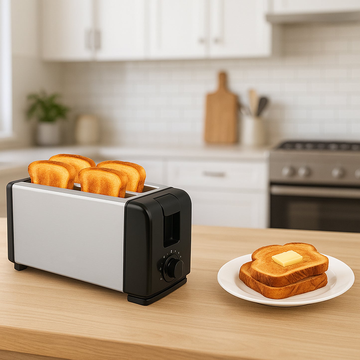Orbit 1200W Pop-Up Bread Toaster with Adjustable Browning Control – Stainless Steel Electric Toaster for Crispy Toasts and Quick Breakfast (1 Pc)