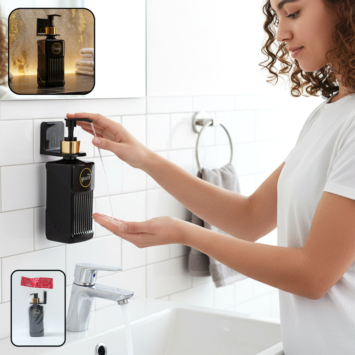 Frenzy Wall Mounted Liquid Soap Dispenser Bottle for Handwash, Sanitizer and Dish Soap