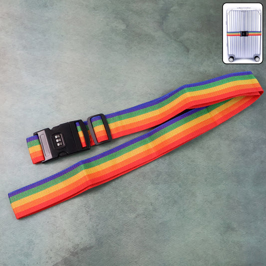Heavy-duty Rainbow Webbing With 3-digit Code Lock | 3-Digit Code Lock • Adjustable Length • Suitcase Security &amp; Easy Identification | 1 Pc