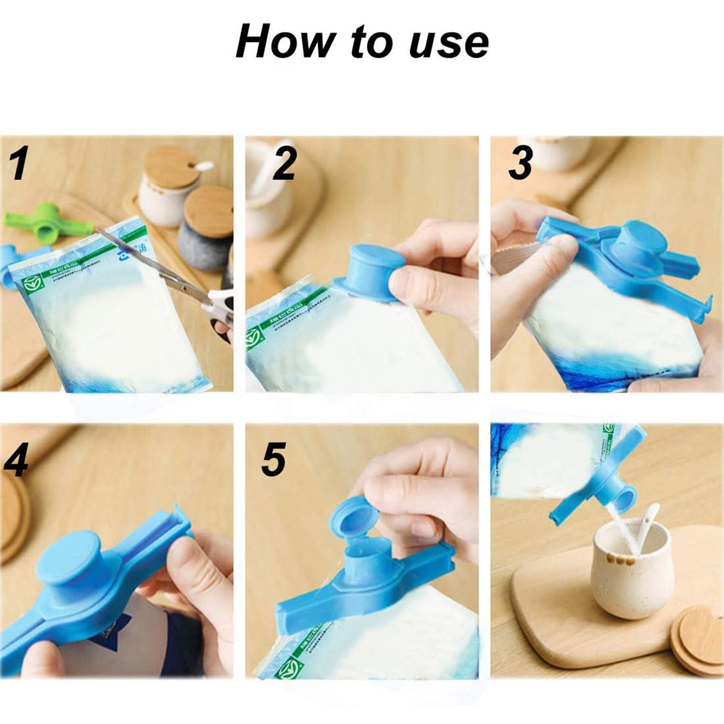 Food Bag Sealing Clip with Pour Spout Reusable Airtight Snack Bag Seal, Food Storage Pouring Clip for Kitchen Pantry Cereal Coffee Pet Food and Snacks (1 Pc)