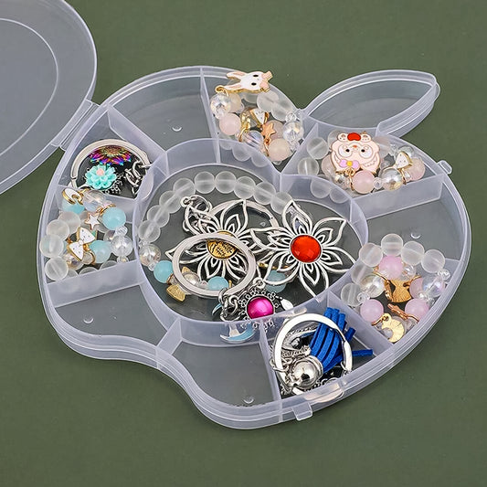 Plastic Apple Shape Jewellery Storage Box Transparent Jewellery Organizer Case with Multi Layer Compartments for Rings Earrings Necklaces and Small Accessories (1 Pc)