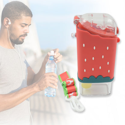 Portable Cute Water Bottle for Kids Ice Cream Shape Popsicle Water Bottle with Straw Adjustable Shoulder Strap BPA Free Leakproof 300ML