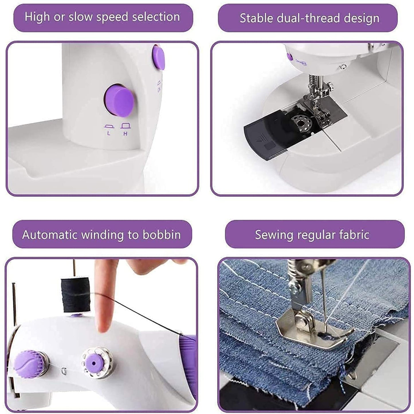 Mini Electric Sewing Machine with Extension Table Foot Pedal Adapter Portable Home Tailoring Stitching Machine (1 Set)