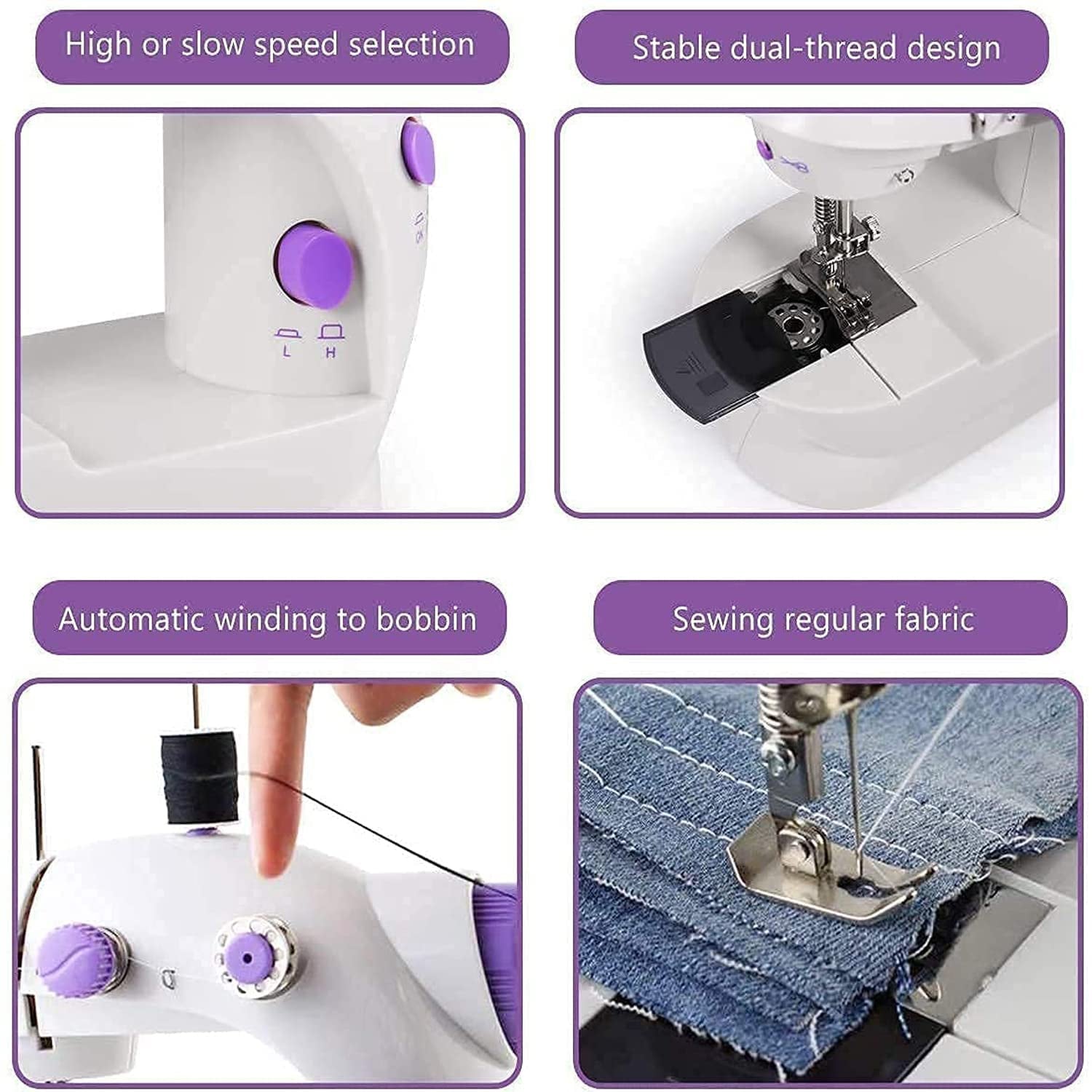 Mini Electric Sewing Machine with Extension Table Foot Pedal Adapter Portable Home Tailoring Stitching Machine (1 Set)