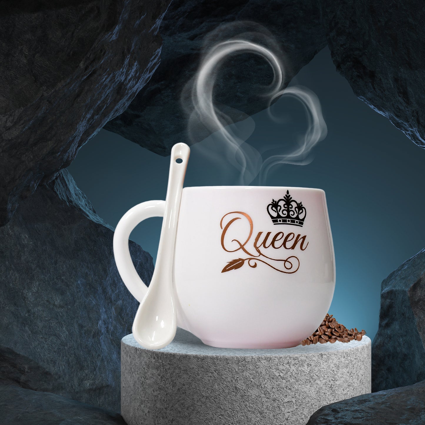Multi Design Ceramic Coffee Mug with Spoon and Gift Box Packing Microwave Safe Tea and Coffee Mug for Gifting