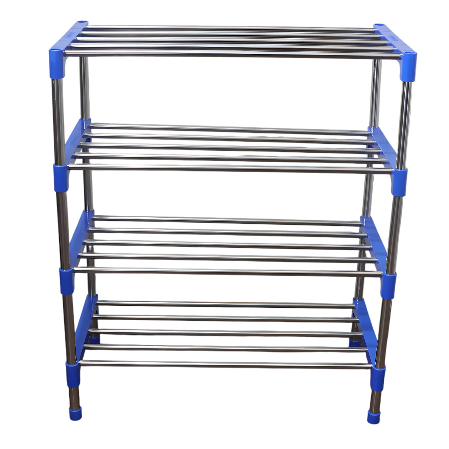 Multipurpose 4-Layer Shoe Rack Organizer – Space-Saving Stainless Steel Storage Rack with Plastic Connectors – Multi-Functional, Easy Assembly – Perfect for Shoes, Clothes and Accessories