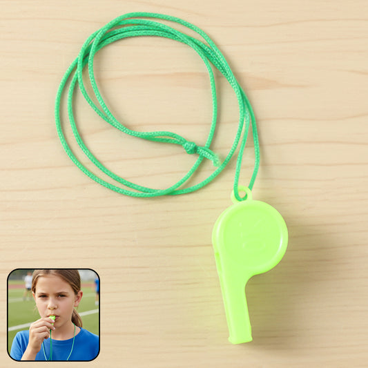 Plastic Sports Whistle with Neck Lanyard – Loud Safety Whistle for Referees, Coaches, Training, School Games and Outdoor Activities (1 Pc)