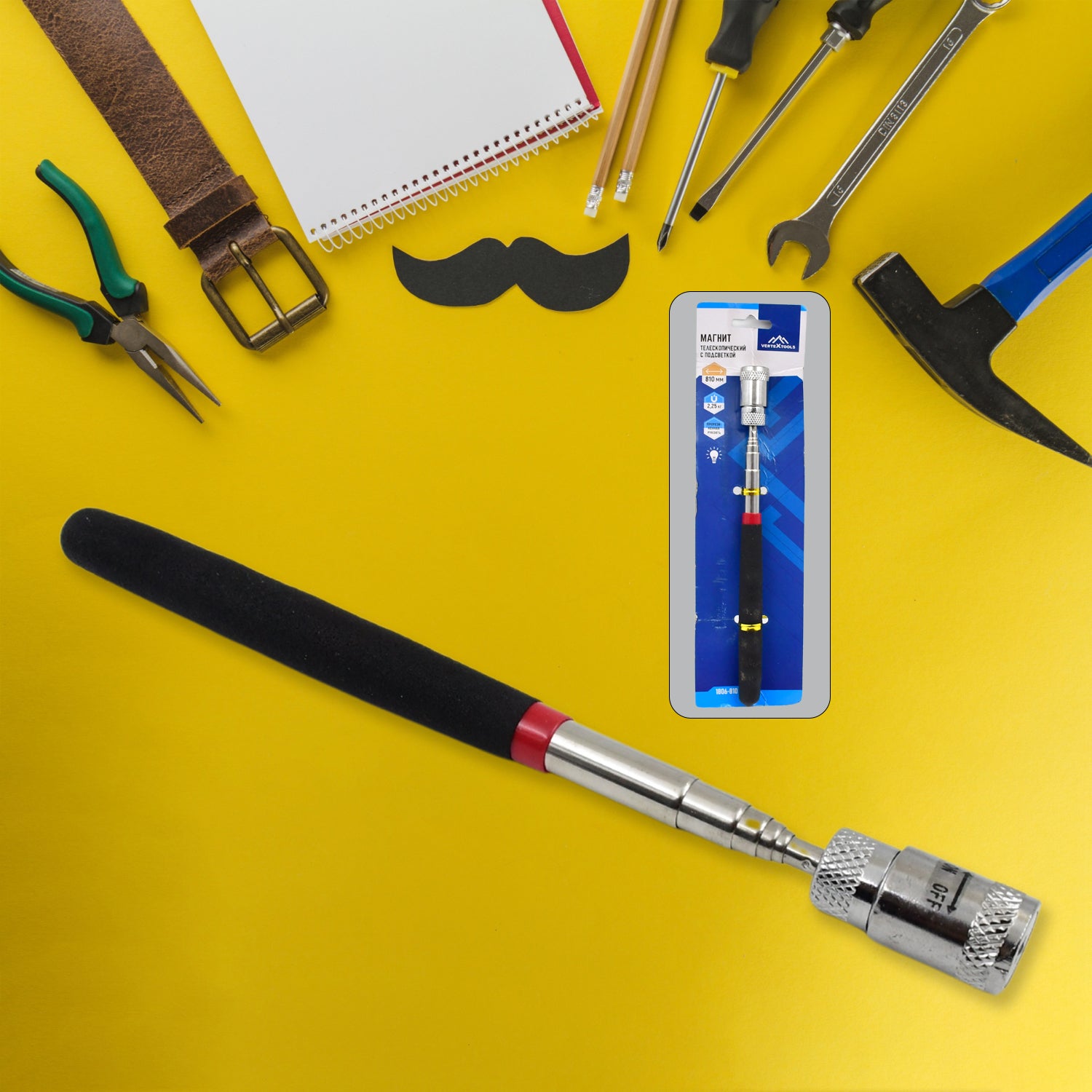 Telescopic Magnetic Pick Up Tool with LED Light Flexible Extendable Magnet Retriever for Screws, Nuts, Bolts and Metal Parts (1 Pc)
