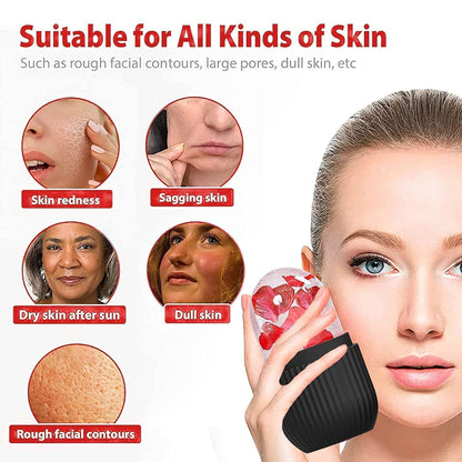 Face Ice Roller for Face Massager Reusable Silicone Ice Roller for Skin Tightening Puffiness Reduction and Facial Massage Black