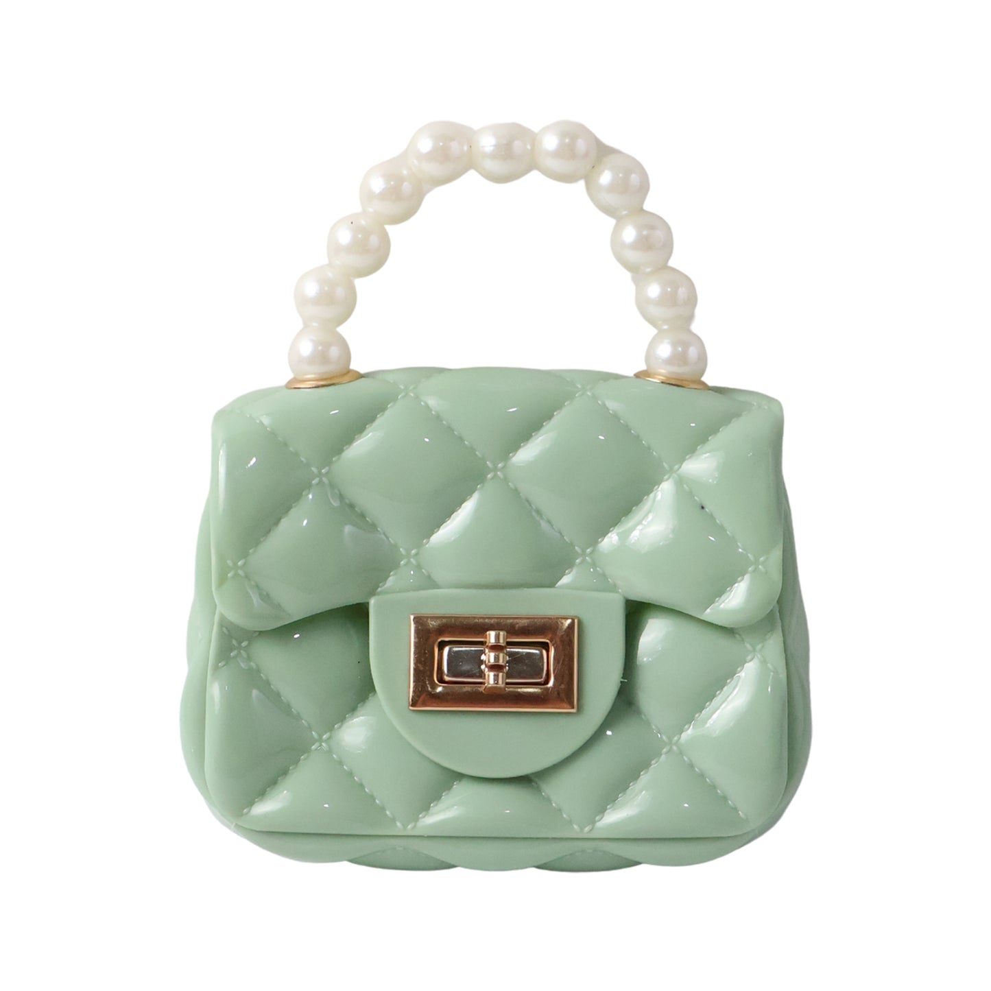Elegant Quilted Mini Handheld &; Sling Fashion Handbag with Pearl Handle and Chain Strap – Stylish Compact Bag for Daily Wear & Special Occasions (1 pc)