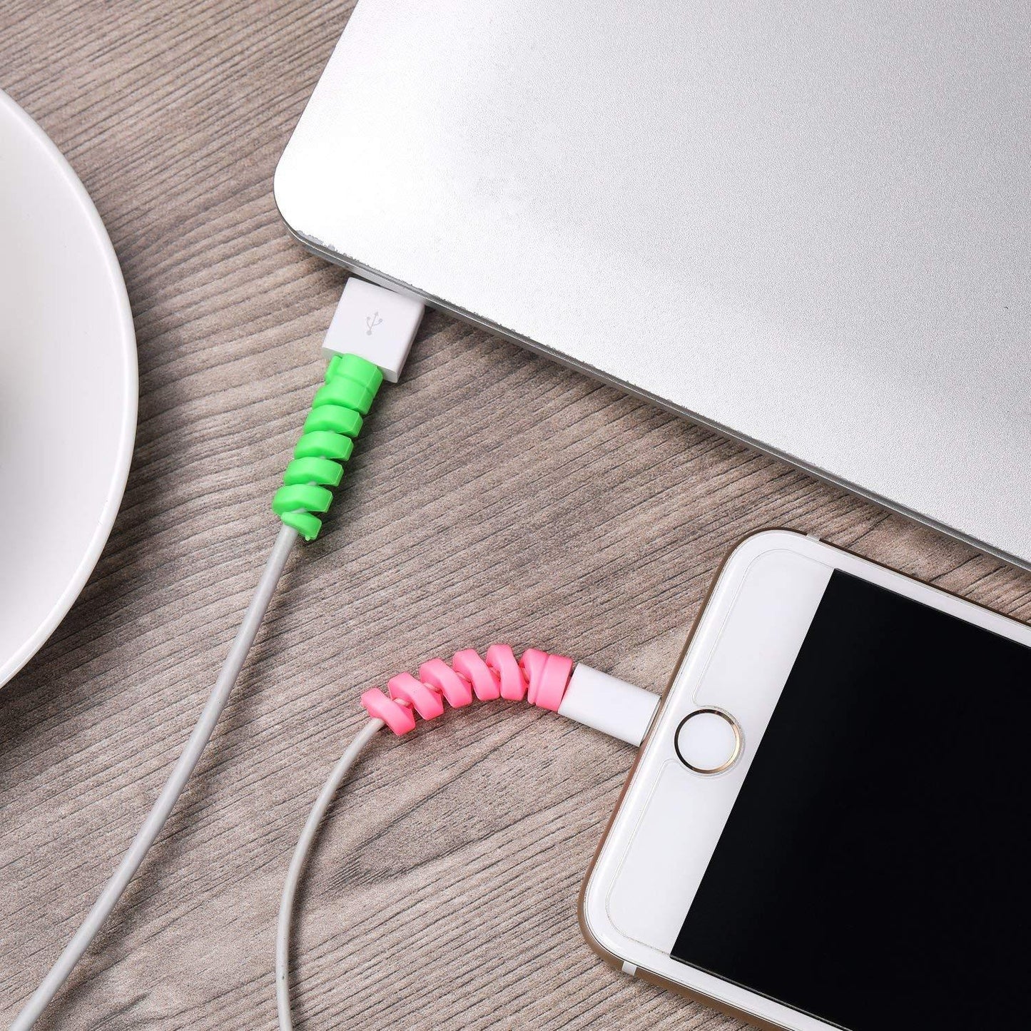 Spiral Charger Cable Protector Sleeve Universal Silicone Data Cable Saver Strain Relief Protector for Charging Cables Earphones USB Cables and Headphones (Pack of 10)