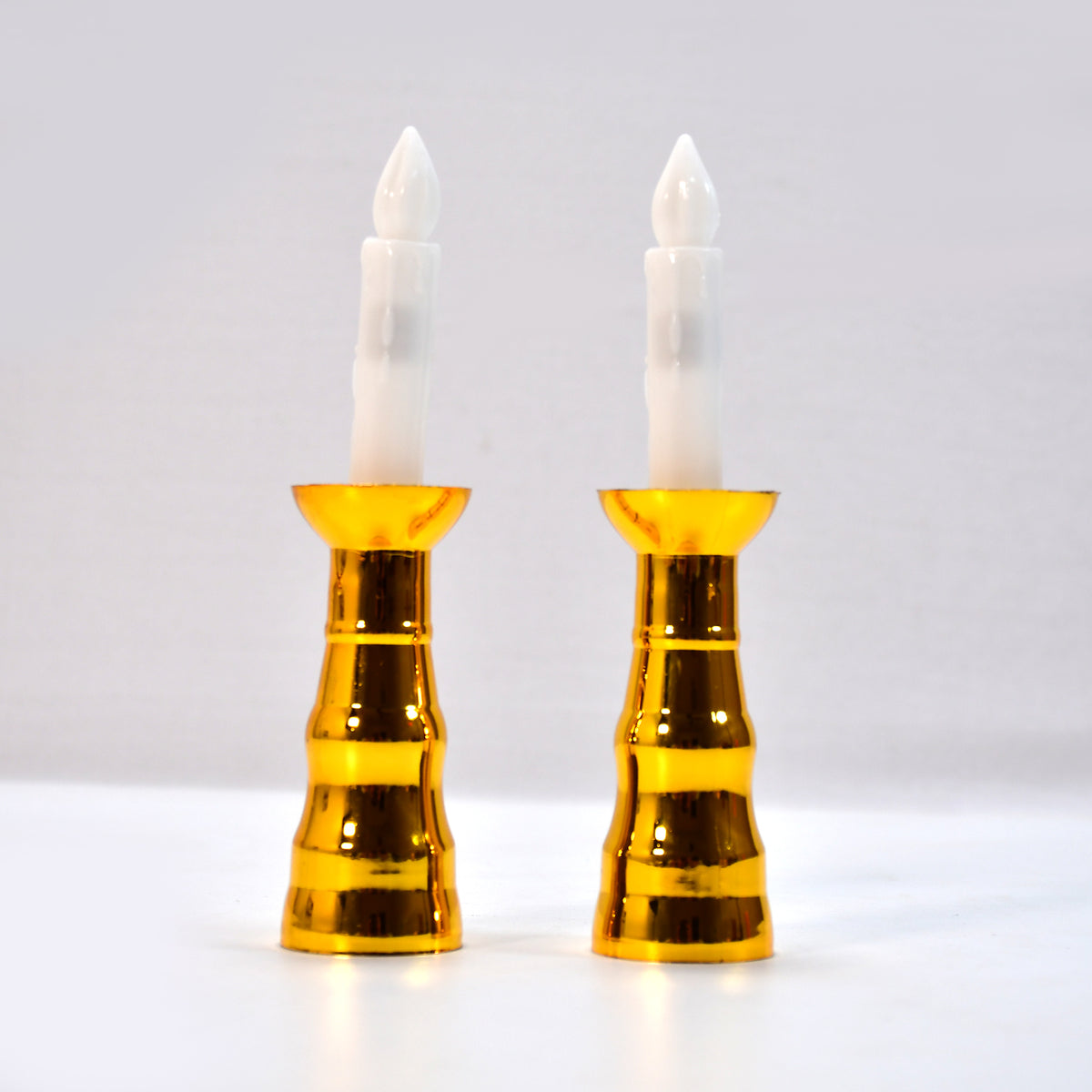 2 Pcs LED Flameless Candle Lights, Battery Operated Flickering Electric Candles with Gold Base &amp; Suction Cups for Window, Wedding, Christmas & Home Decoration