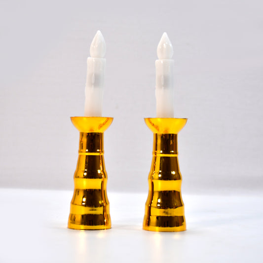 2 Pcs LED Flameless Candle Lights, Battery Operated Flickering Electric Candles with Gold Base &amp; Suction Cups for Window, Wedding, Christmas & Home Decoration