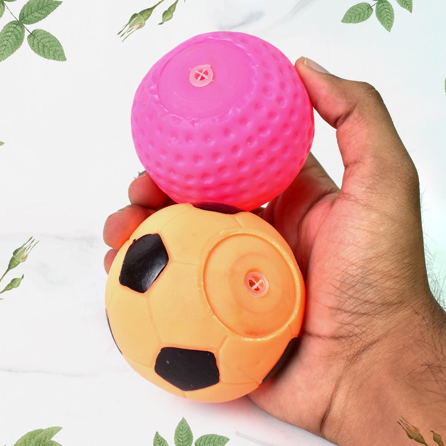 Set of 3 Soft Squeeze Balls for Kids – Non-Toxic Lightweight Indoor and Outdoor Play Balls with Whistle (Assorted Colors)