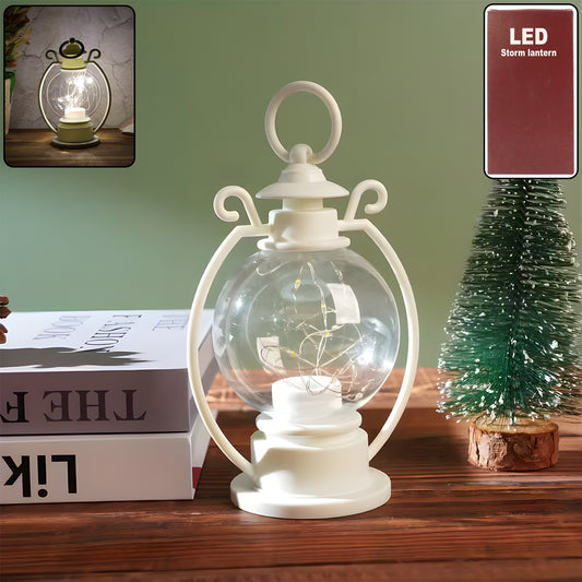 LED Decorative Storm Lantern Light Vintage Hanging and Tabletop Lamp for Home Café Festive Party Decoration Battery Operated Warm White Light (1 Pc)