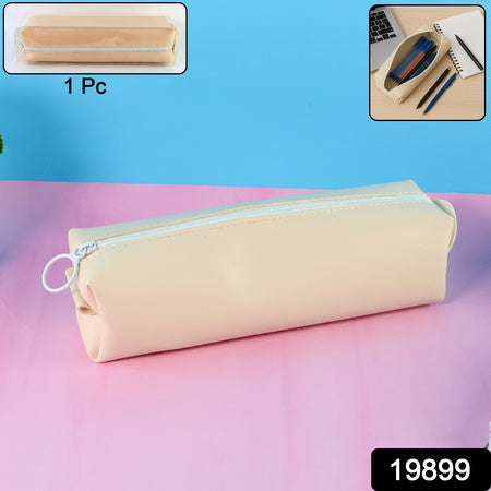 Slim PU Leather Pencil Pouch - (1 Pc) Soft Zippered Stationery Case with Ring Pull | Lightweight, Spill-Resistant & Multi-Purpose