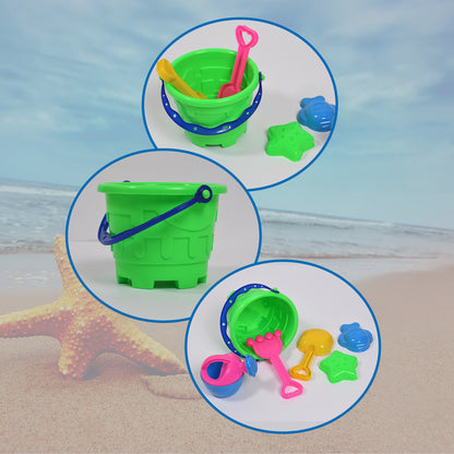 Sand Game Castle Building Beach Toy Set for Kids Plastic Sand and Gardening Play Set with Bucket and Accessories (6 Pieces)