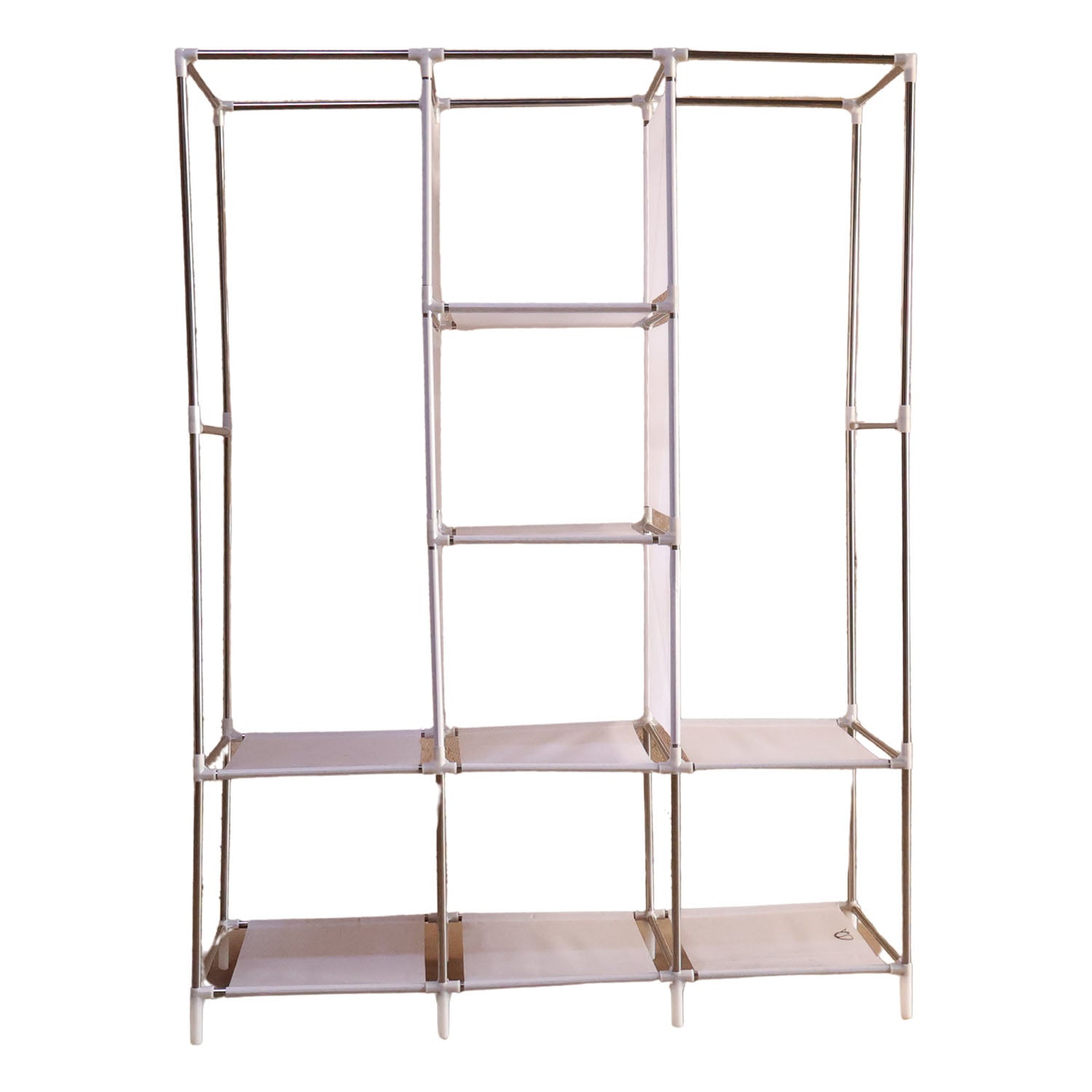8 Compartment Portable Fabric Wardrobe Closet with Hanging Rods and Storage Shelves Heavy Duty Foldable Cloth Almirah Organizer for Bedroom Clothes Blankets Toys and Accessories (1 Set)