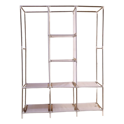 8 Compartment Portable Fabric Wardrobe Closet with Hanging Rods and Storage Shelves Heavy Duty Foldable Cloth Almirah Organizer for Bedroom Clothes Blankets Toys and Accessories (1 Set)