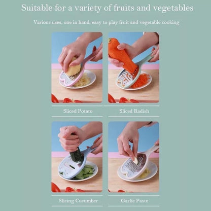 Heart Shape Stainless Steel Grater and Slicer Set with Plastic Outline for Fruits, Vegetables and Cheese