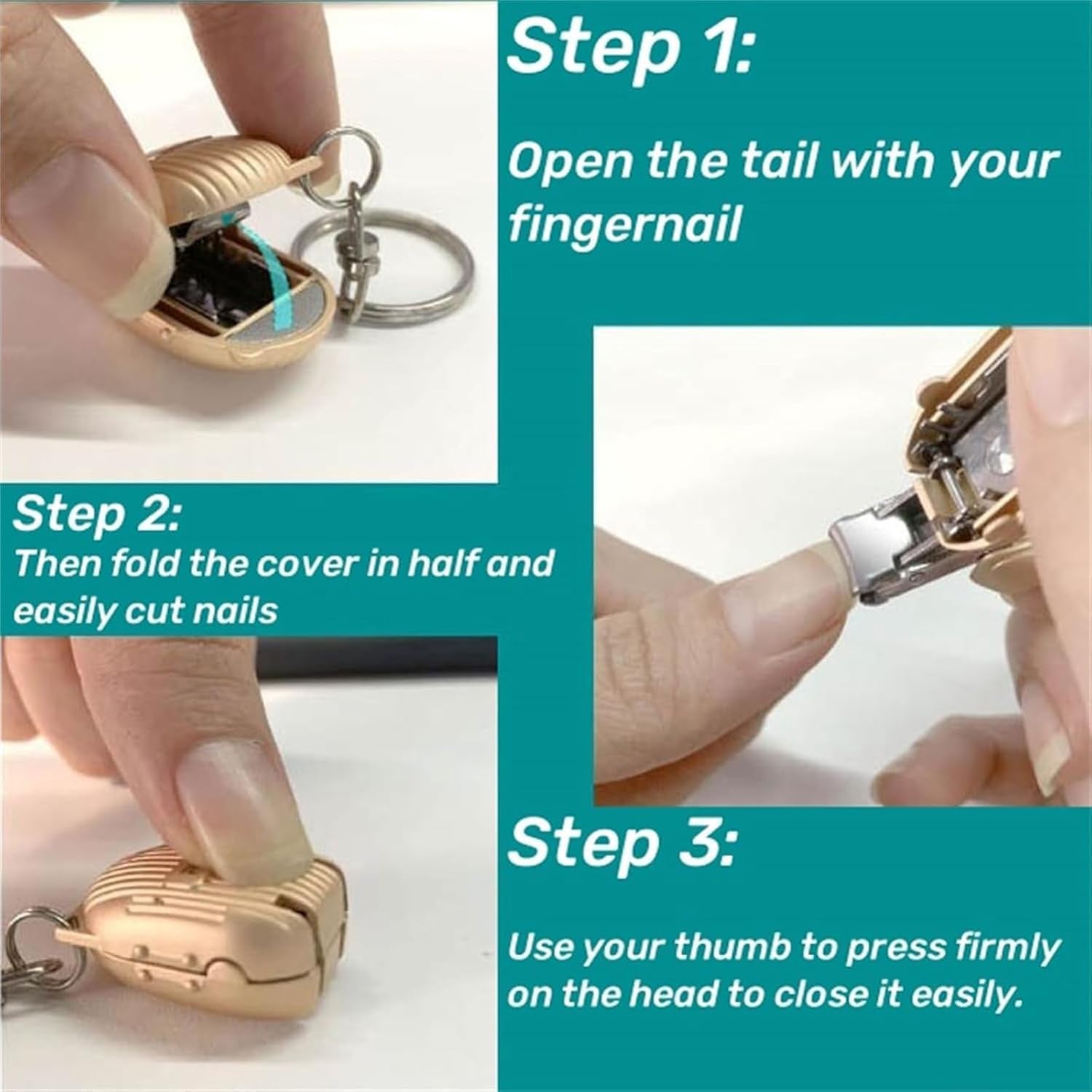 Keychain Nail Clipper | Mini Folding Travel Nail Cutter with Nail File (Multicolor / 1 Pc)