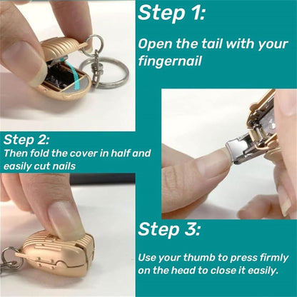 Keychain Nail Clipper | Mini Folding Travel Nail Cutter with Nail File (Multicolor / 1 Pc)