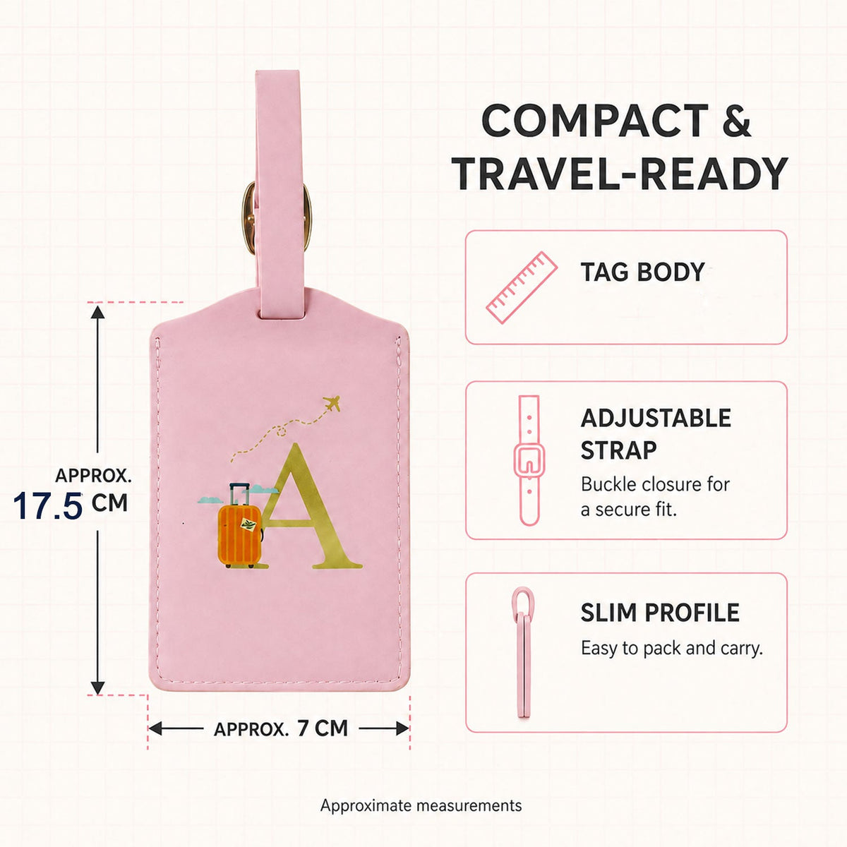 PU Leather Luggage Tag for Suitcase and Travel Bags, Adjustable Buckle Strap Baggage ID Holder with Privacy Cover, Stitched Name Card Tag for Backpacks, Trolley Bags and Business Travel