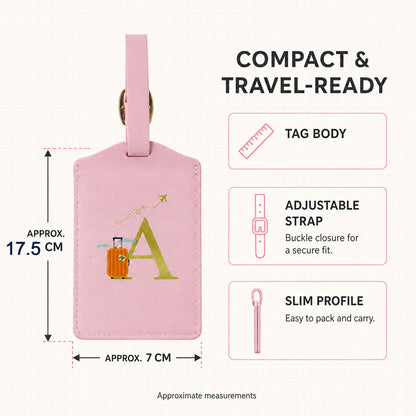 PU Leather Luggage Tag for Suitcase and Travel Bags, Adjustable Buckle Strap Baggage ID Holder with Privacy Cover, Stitched Name Card Tag for Backpacks, Trolley Bags and Business Travel