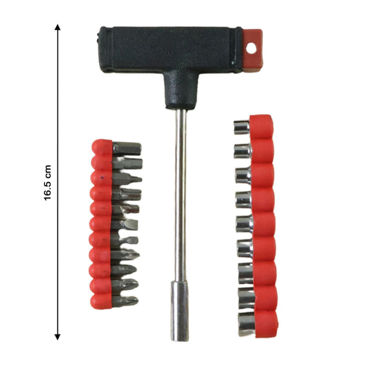 T Handle Screwdriver Tool Kit Set – 20 Interchangeable Heads Multi-Purpose Repair Tool (1 Set)