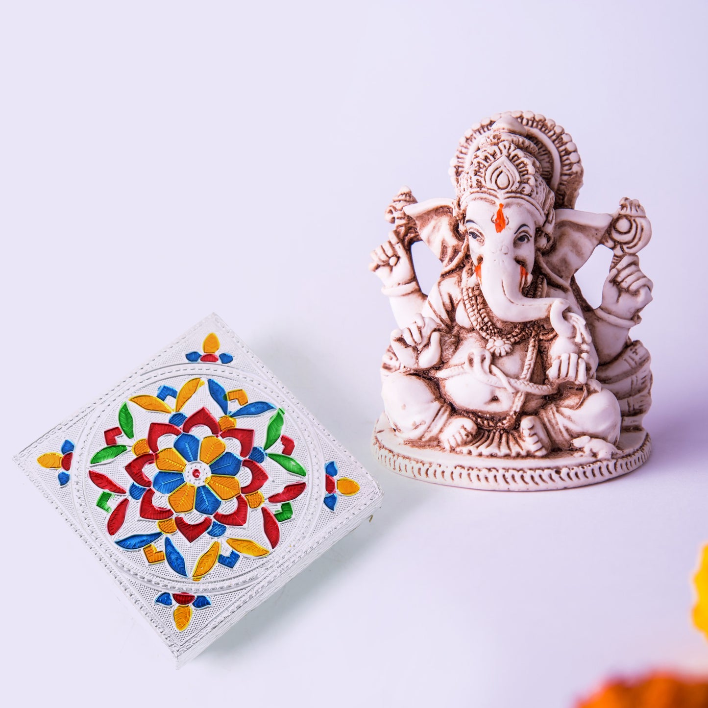 Handcrafted Meenakari Wooden Chowki for Puja | Decorative Multicolour Wooden Bajot Stand for God Idols, Pooja Thali, Kalash and Home Temple Décor