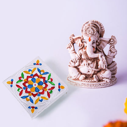 Handcrafted Meenakari Wooden Chowki for Puja | Decorative Multicolour Wooden Bajot Stand for God Idols, Pooja Thali, Kalash and Home Temple Décor