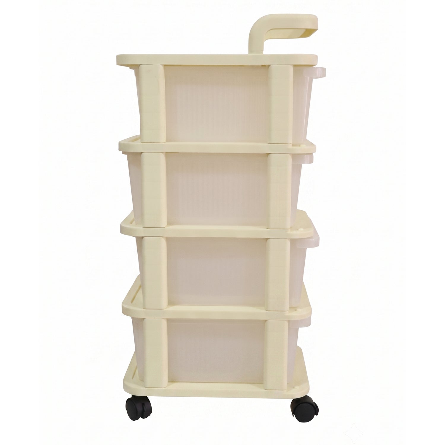 4 Tier Plastic Storage Trolley with Wheels Rolling Drawer Organizer Cart for Kitchen Bathroom Office Craft Supplies and Home Storage (1 Pc)