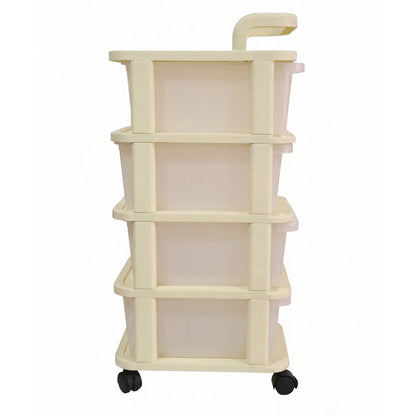 4 Tier Plastic Storage Trolley with Wheels Rolling Drawer Organizer Cart for Kitchen Bathroom Office Craft Supplies and Home Storage (1 Pc)
