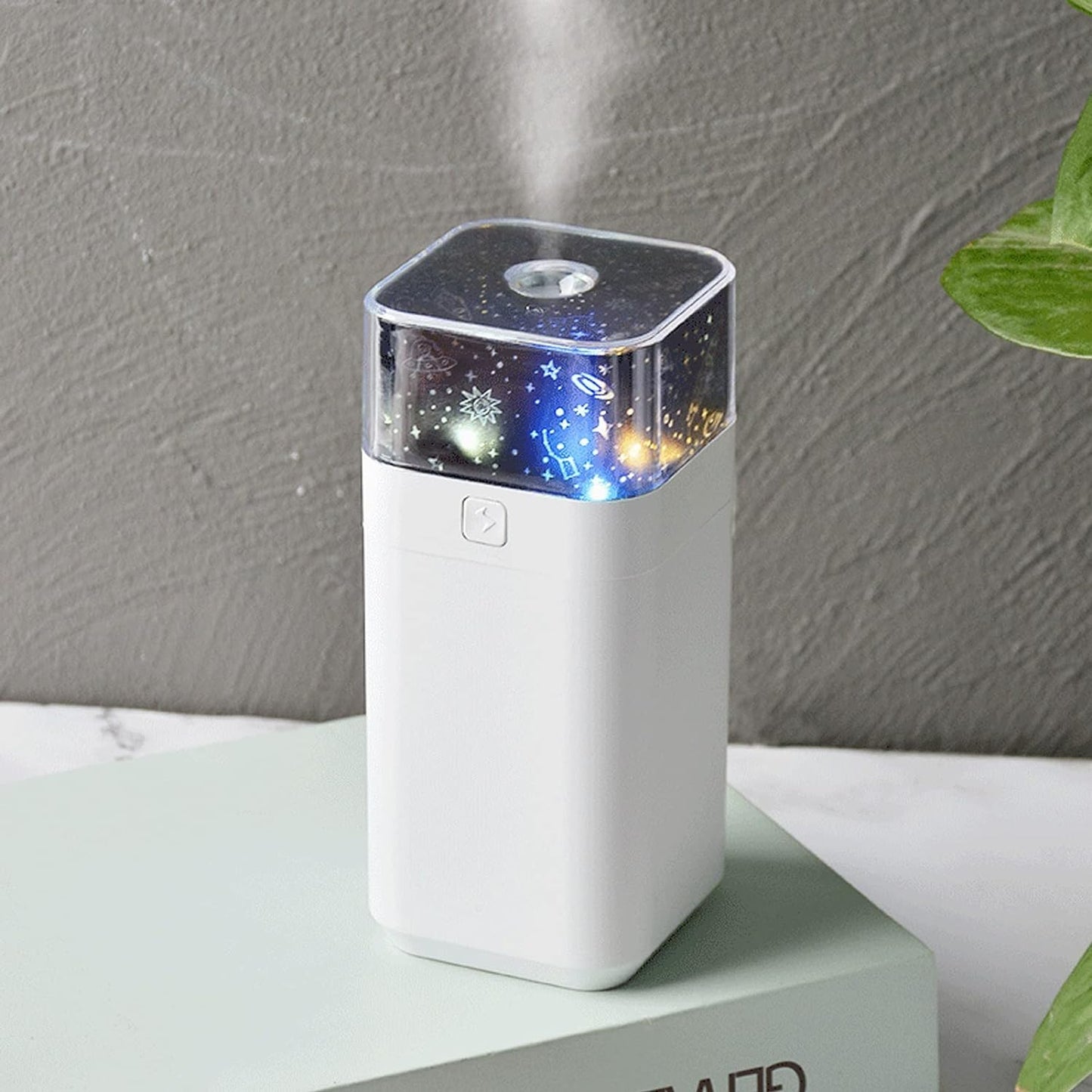 Star Night Light Projector Humidifier 300ml Ultrasonic Mini Humidifier with LED Night Light 3 Theme Slides Dual Mist Modes Auto Shut Off