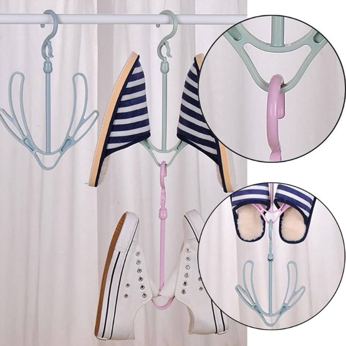 Rotatable Shoes Drying Hanger PP Shoe Hanging Rack for Balcony Closet Laundry and Storage Organizer (1 Pc)
