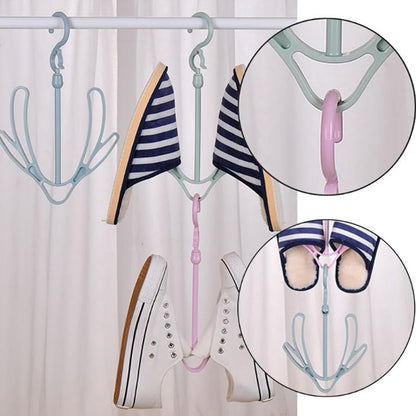 Rotatable Shoes Drying Hanger PP Shoe Hanging Rack for Balcony Closet Laundry and Storage Organizer (1 Pc)