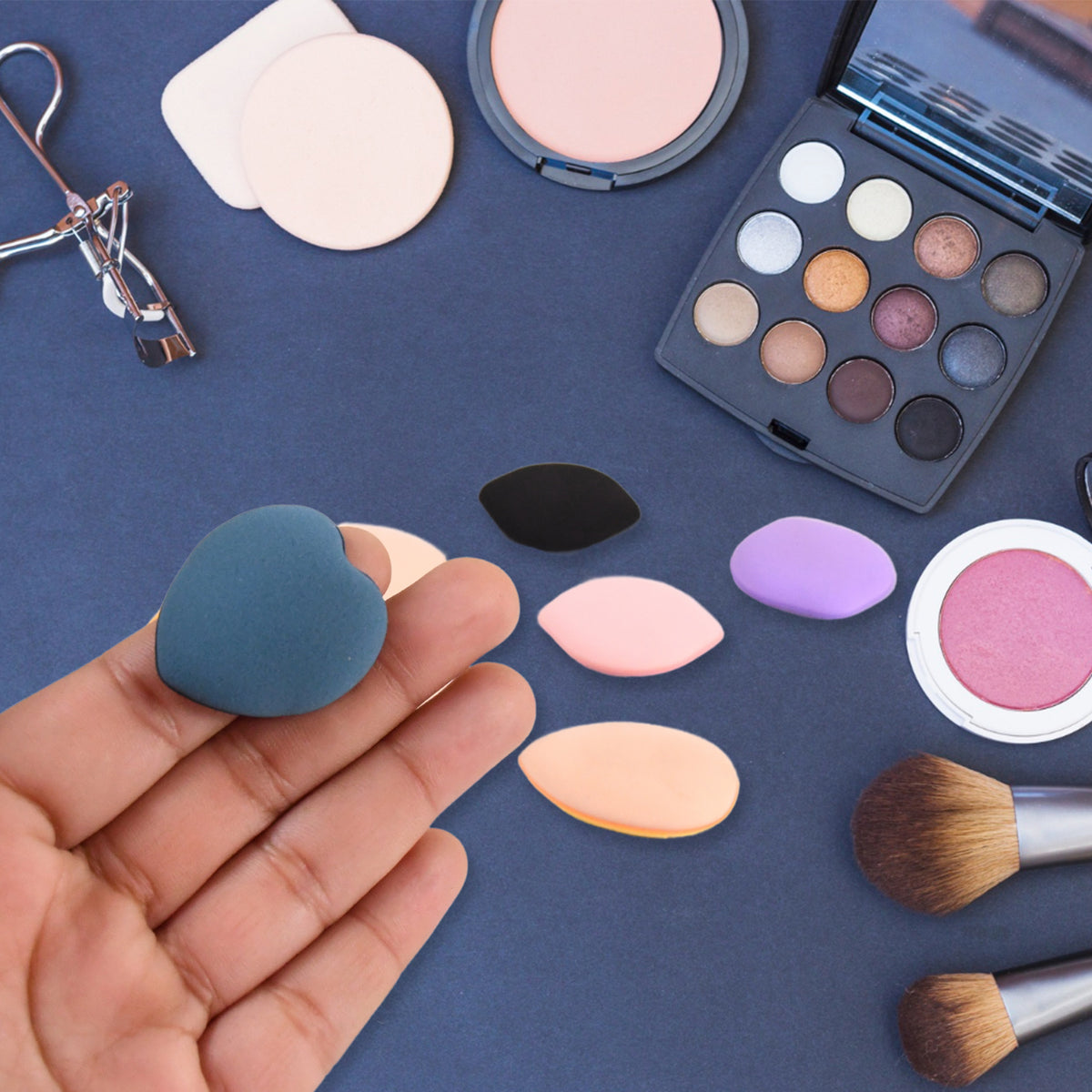 Mini Finger Powder Puff Makeup Sponges, Soft Finger Beauty Blender Puffs for Foundation, BB Cushion, Cream, Concealer, Blusher &amp; Powder (Multicolour, 8 Pcs Set)